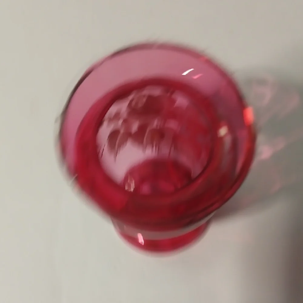 Vintage Bohemian Chezoslovkia Mini Hand Painted Cranberry Vase - Picture 4 of 5
